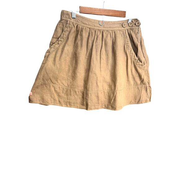 Eliot Tan Linen Cotton Mini Skirt Womens Size 4 Summer Casual Chic Business - Picture 1 of 15